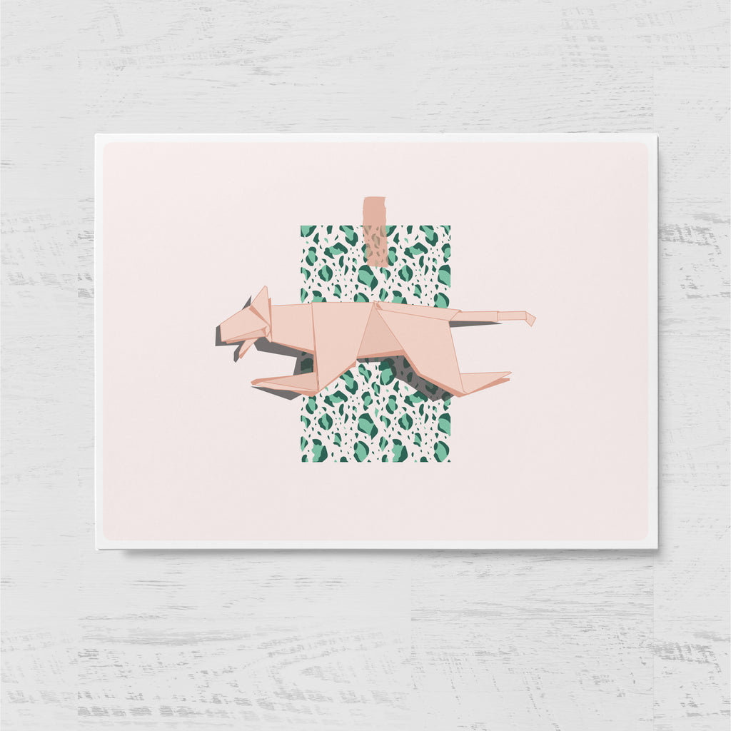 ORIGAMI LEOPARDS - גלויית נמר מאוריגמי Large postcard
