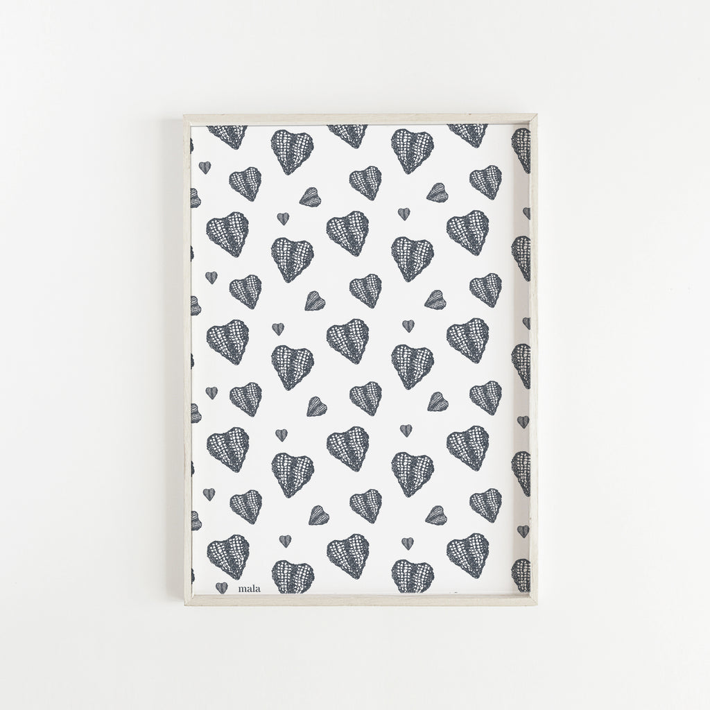 BLACK HEARTS - הדפס פטרן לבבות סרוגים   Small poster