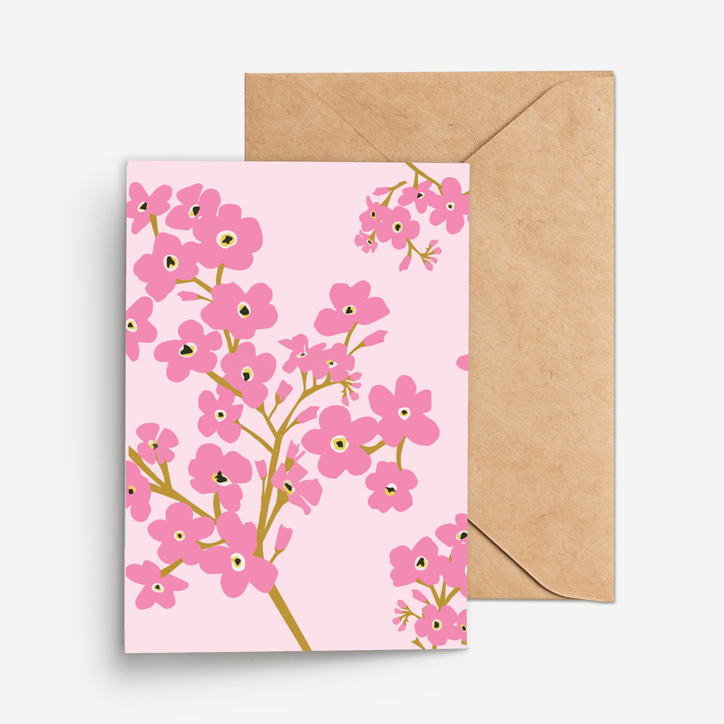 PINK FLOWERS- כרטיס פרח ורוד Large greeting card