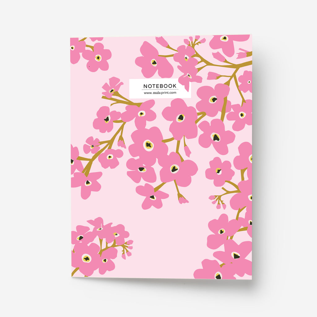 PINK FLOWERS - מחברת פריחה בורוד A5 notebook