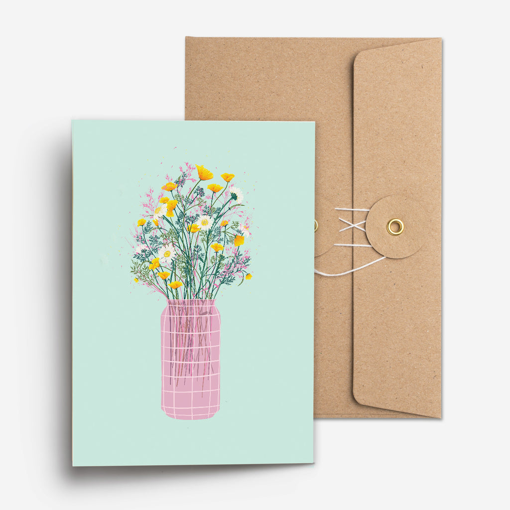 WILDFLOWERS IN A CAN - כרטיס ברכה פרחי בר בפחית  Large greeting card