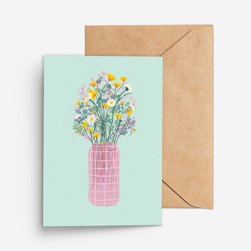 WILDFLOWERS IN A CAN - כרטיס ברכה פרחי בר בפחית  Large greeting card