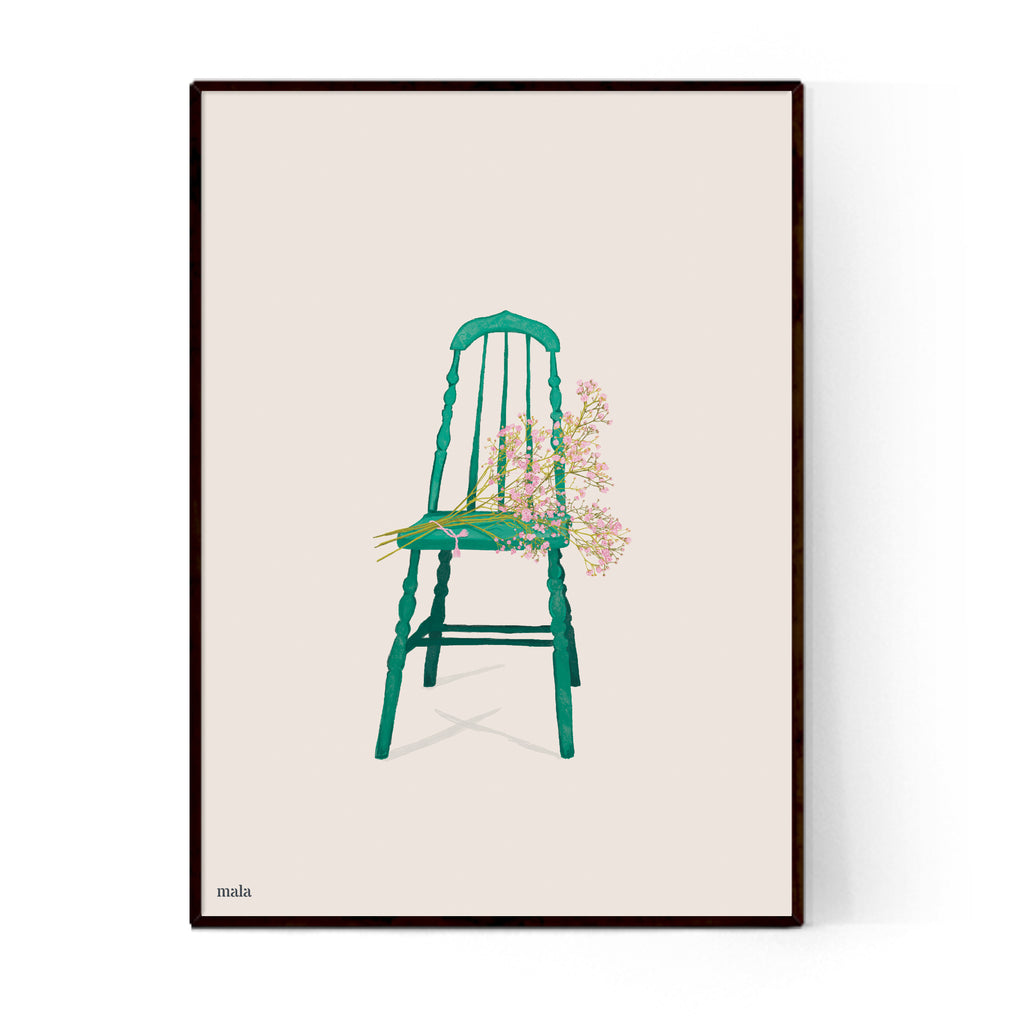 GREEN CHAIR WITH GIPSONS - הדפס כסא ירוק עם גיבסניות  Small / Medium / Large poster