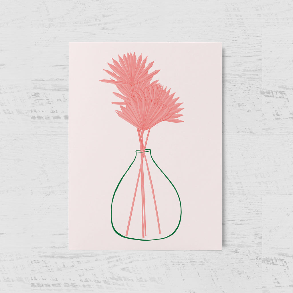 PALM BRANCH IN A GREEN VASE -  ענף דקלים באגרטל ירוק Large postcard