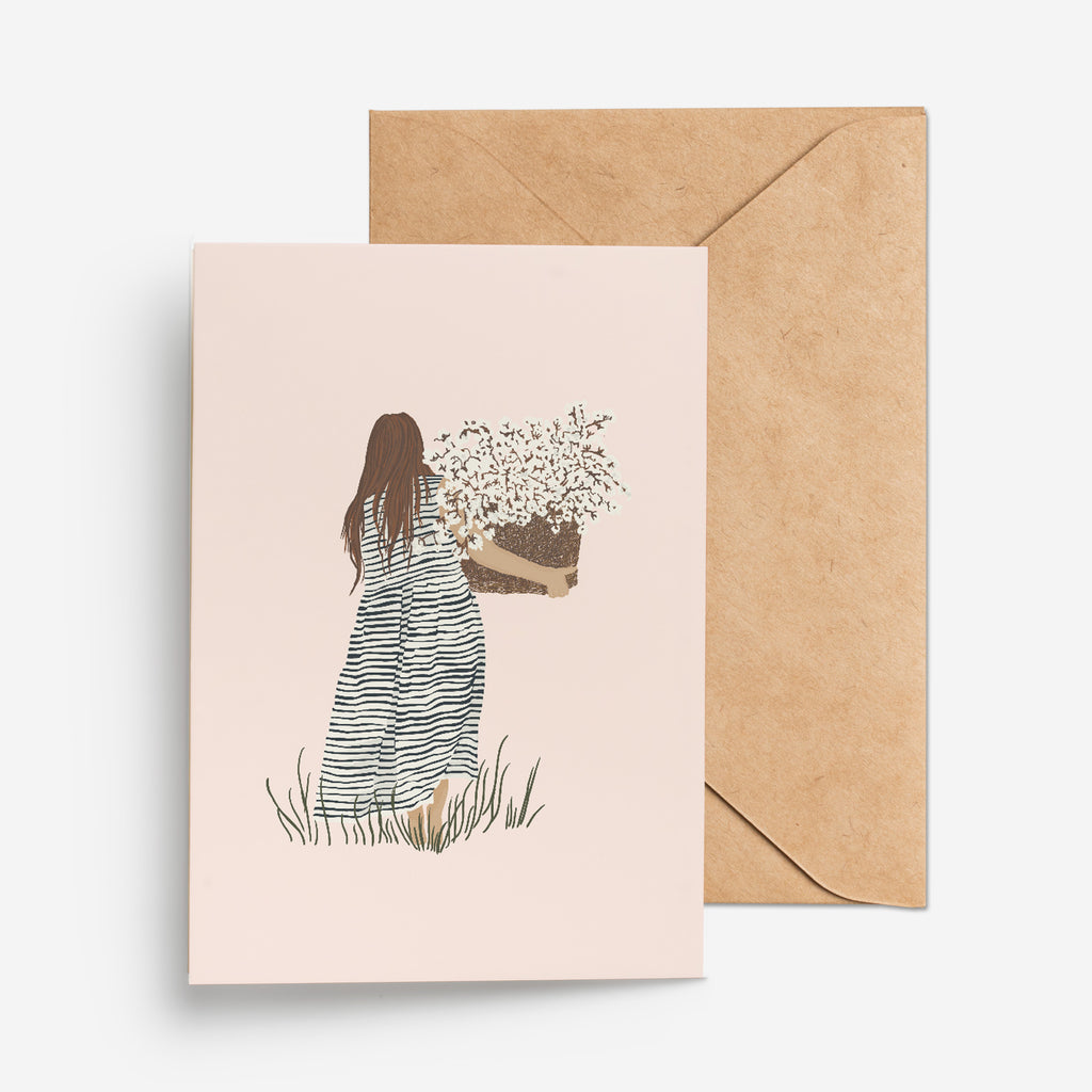 WOMAN WITH COTTON  - כרטיס ברכה אישה עם כותנהLarge greeting card