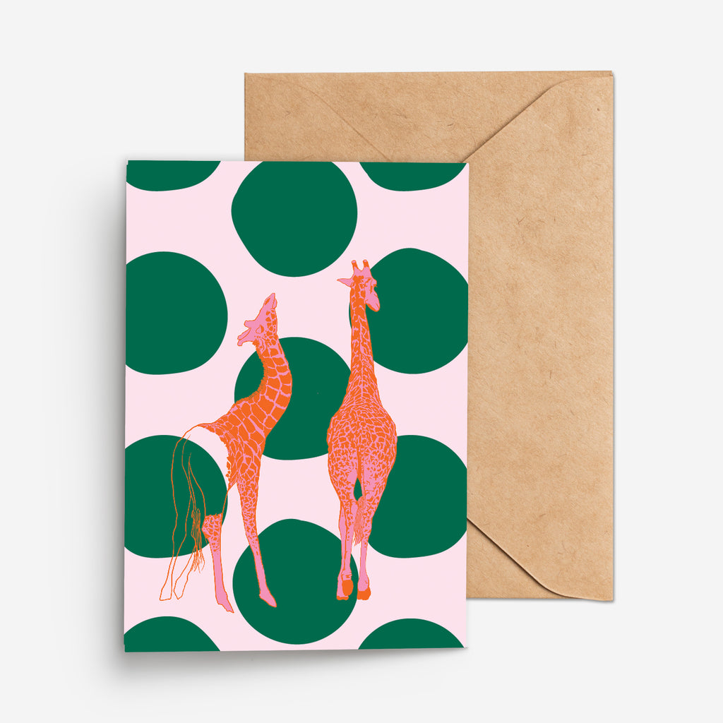 GIRAFFES IN DOTS - כרטיס ג'ירפות בנקודות  Large greeting card