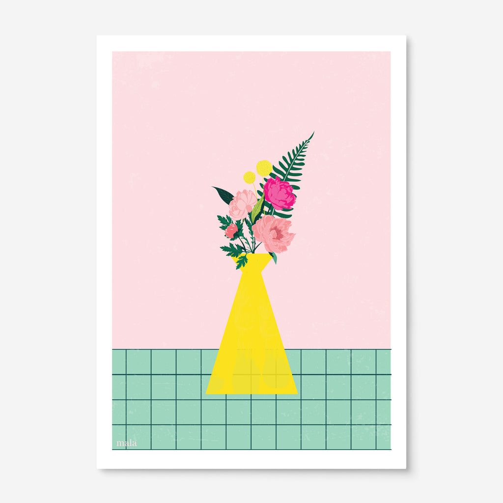 YELLOW VASE - הדפס פרחים באגרטל צהוב Small poster