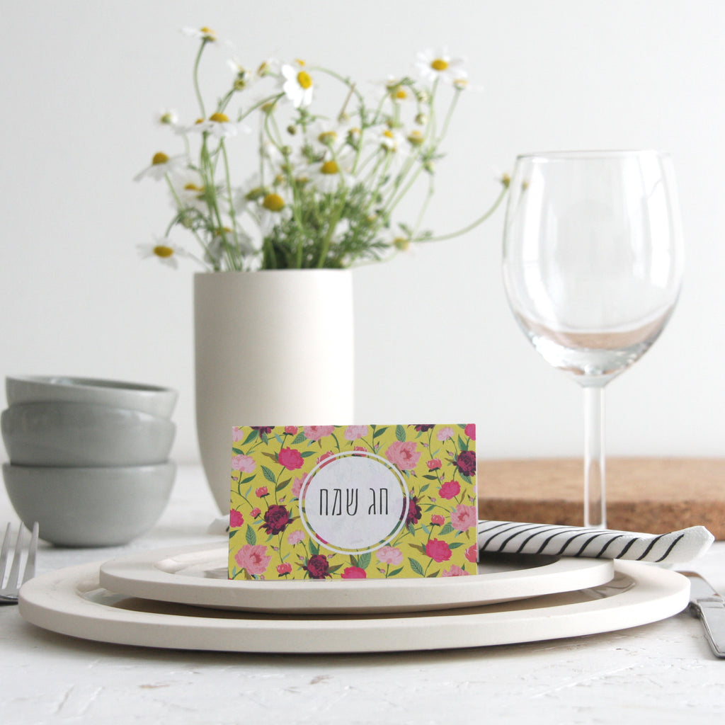 PEONIES FLOWERS - פתקי הושבה נוריות seating card