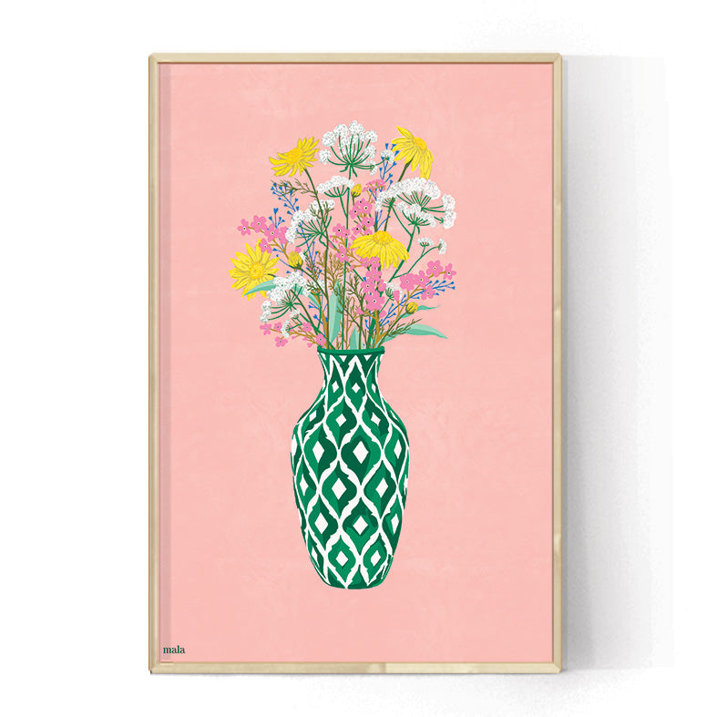 SPRING BOUQUET IN PEACH -' הדפס זר אביבי בפיצ Medium poster