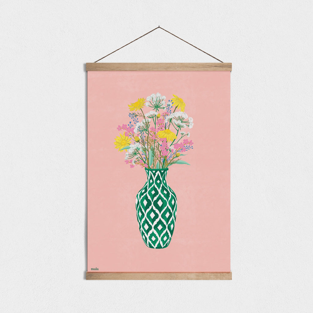 SPRING BOUQUET IN PEACH -' הדפס זר אביבי בפיצ Medium poster