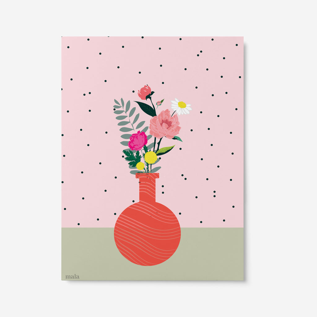 RED VASE - גלויית פרחים באגרטל אדום Large postcard