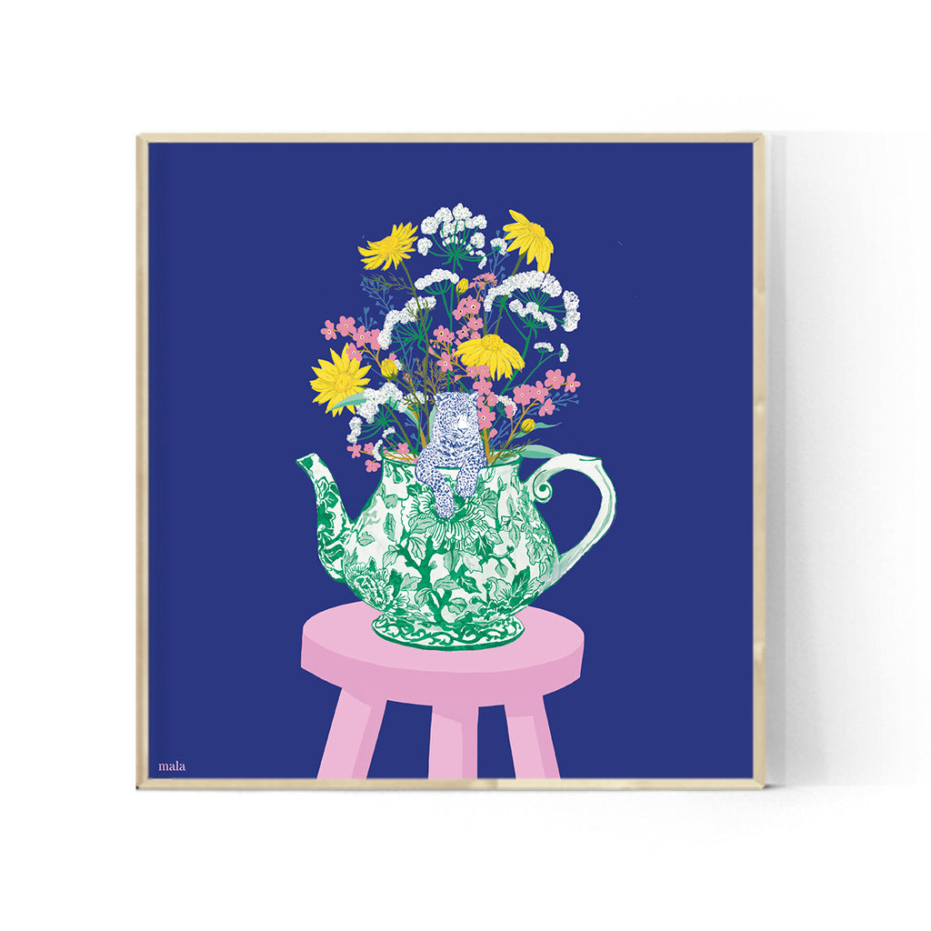 SURPRISING WILDFLOWER BOUQUET IN BLUE -  זר פרחי בר מפתיע בכחול  Square poster