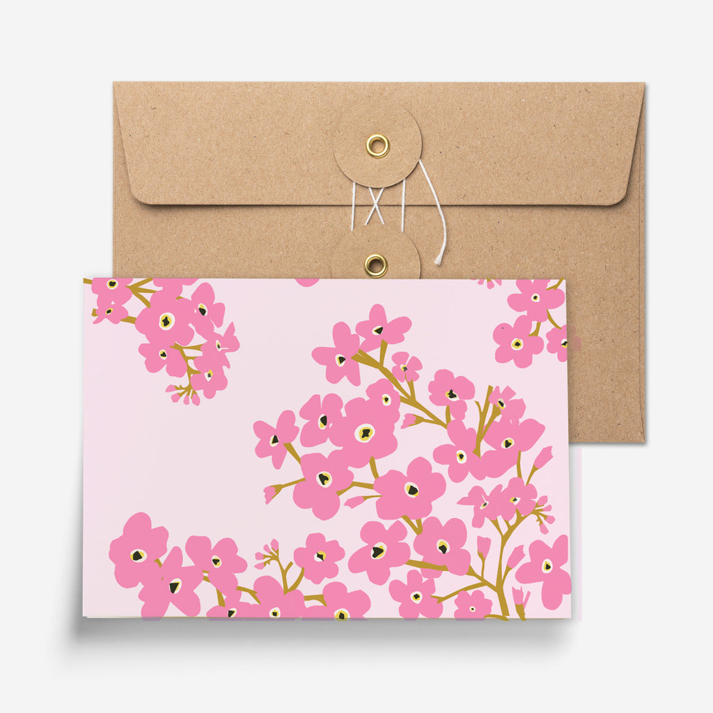 PINK FLOWERS- כרטיס פרח ורוד Large greeting card