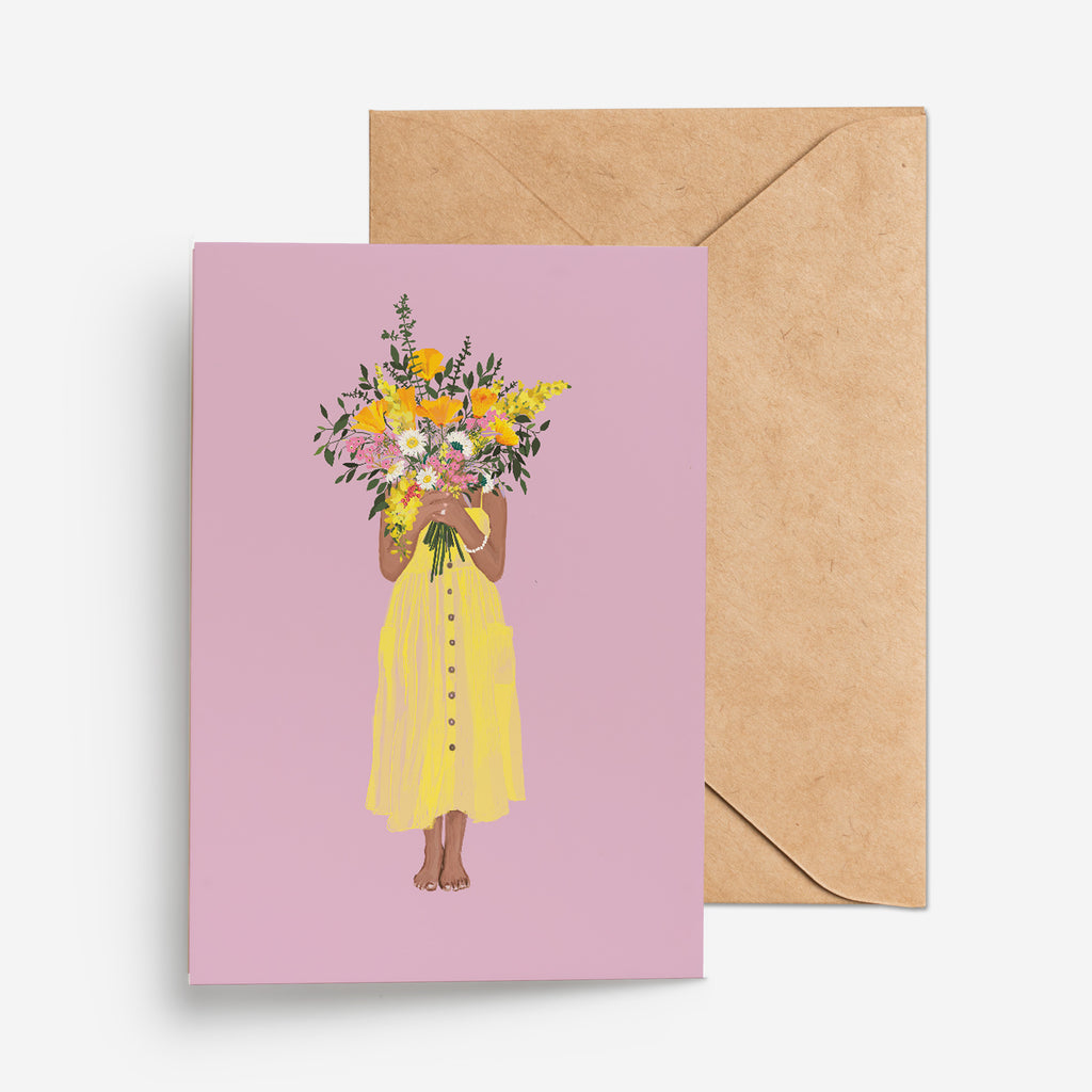 YELLOW DRESS  - כרטיס ברכה שמלה צהובה Large greeting card
