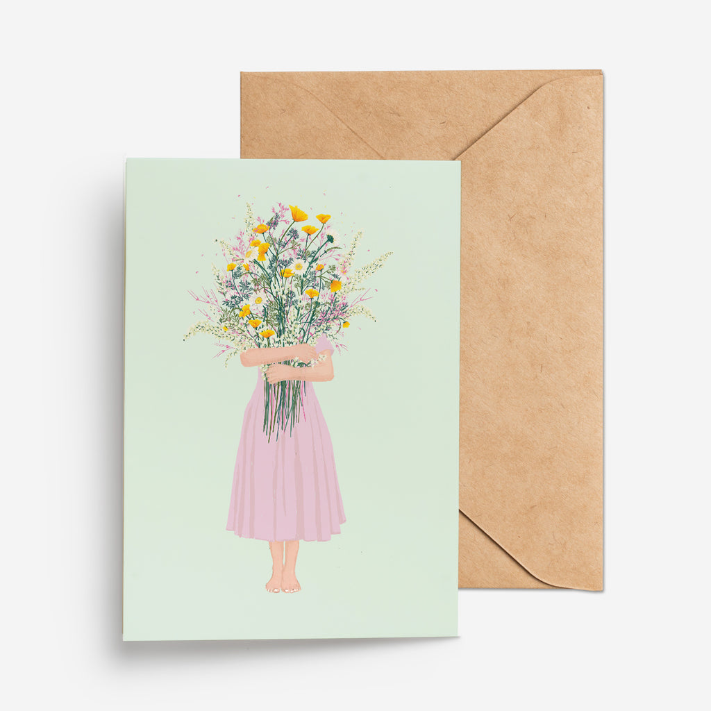 A HUG OF FLOWERS  - כרטיס ברכה חיבוק של פרחים Large greeting card