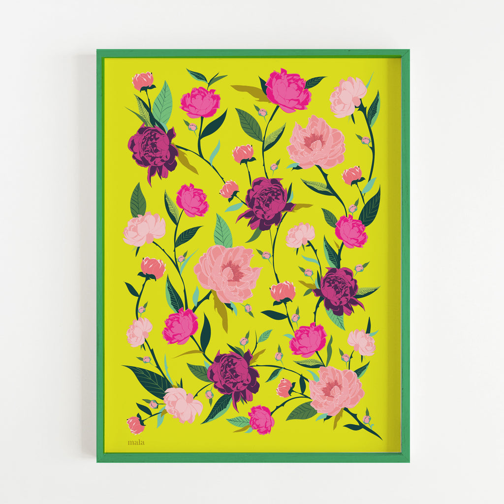 PEONIES FLOWERS - הדפס נוריות בצהוב Large poster