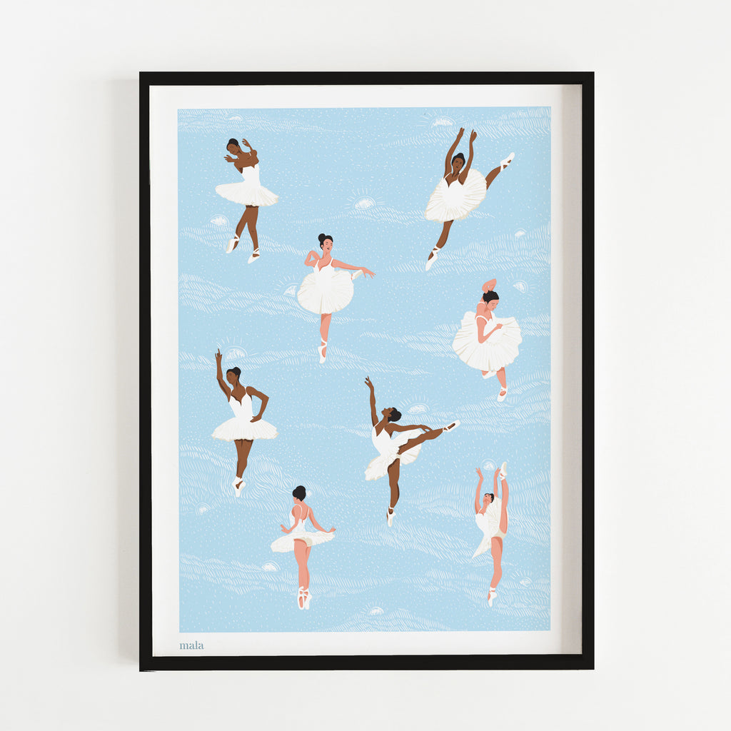 BALLET DANCERS - הדפס רקדניות תכלת Large poster