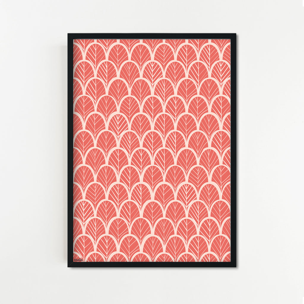 RED FEATHERS PATTERN- הדפס פטרן נוצות   Small poster